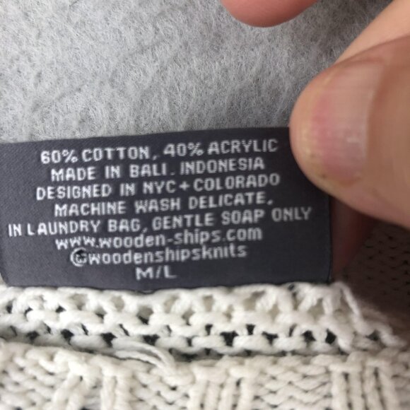 Wooden Ships Sweater Womens M/L White Distressed Open Knit Hi-Low Pullover Boho - Picture 5 of 15